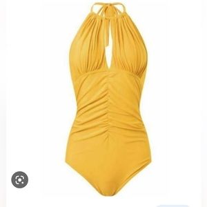 Castdream Women's Halter Monokini Tummy Control Swimsuit Yellow xxl nwt